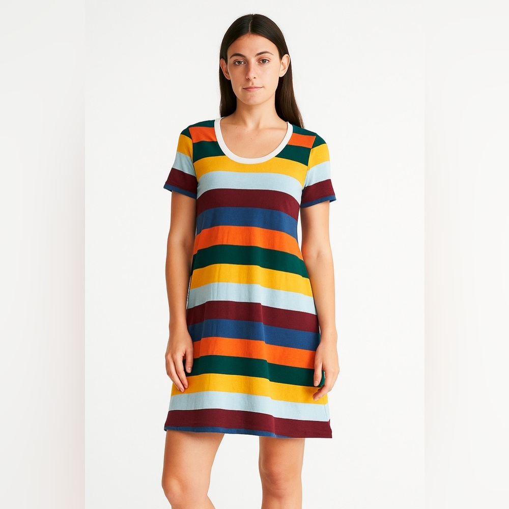 Faherty Multicolor Striped T-shirt Mini Dress S